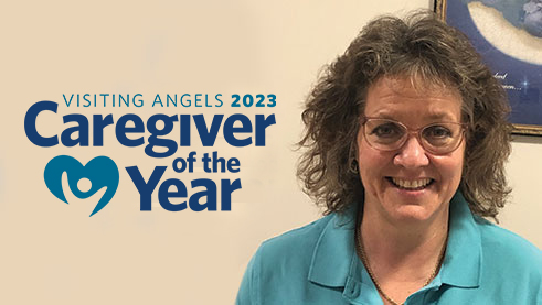 2023 Visiting Angels Caregiver award winner showcasing recognition and achievement.